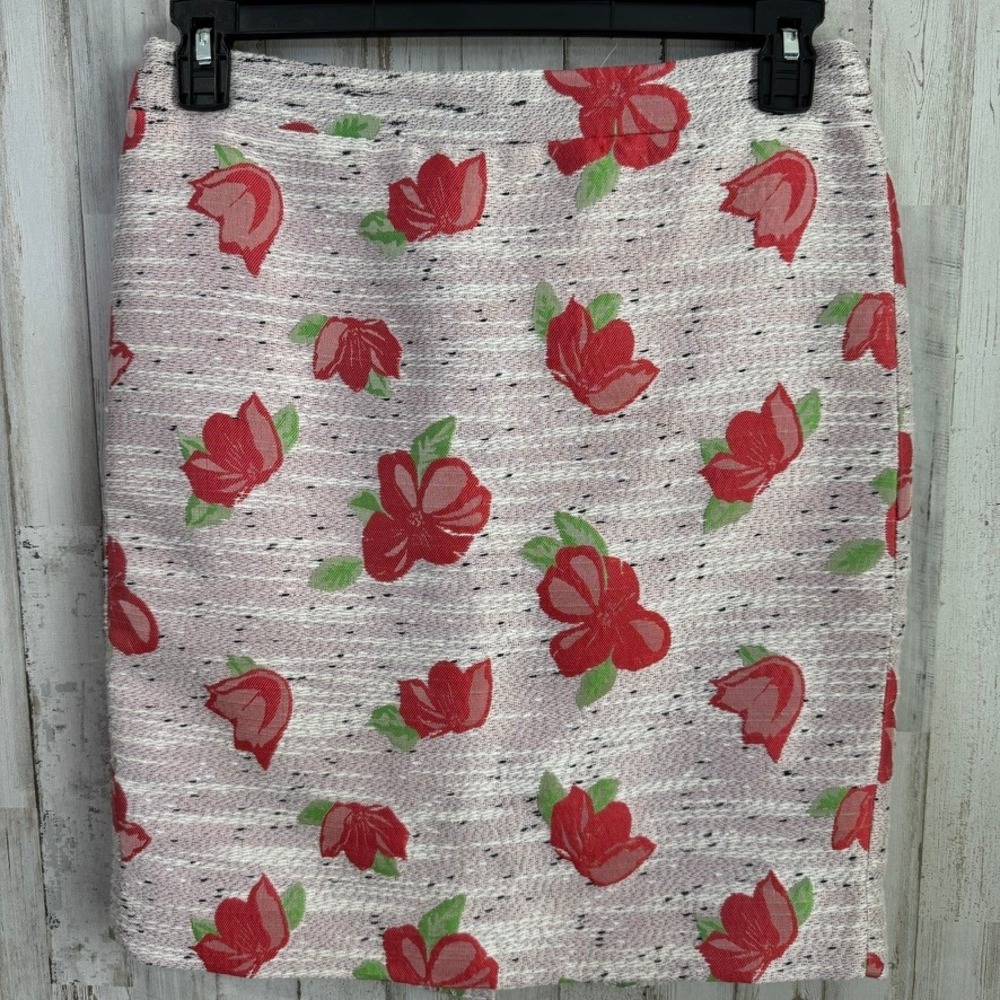 J Crew Skirt Womens 6 Pink Red Floral Pencil Skirt Preppy Old Money Style Office